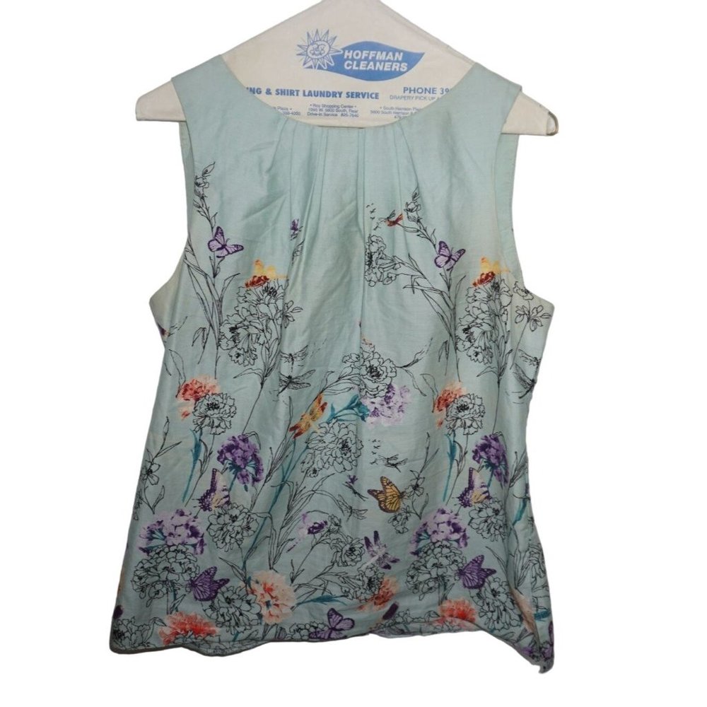 Dorothy Perkin Blouse Women Size 14 UK Sleeveless Dragonfly Butterfly Floral Top